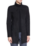 Ellis Suede & Lace Coat, Black
