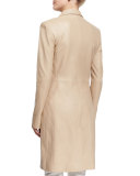 Gerrick Leather Double-Breasted Coat, Soap Stone