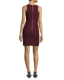 Everly Sleeveless Cutout Suiting Cocktail Dress, Wine