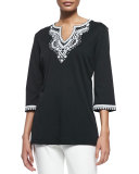 3/4-Sleeve Embroidered Tunic 