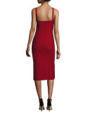 Ela Ponte Sleeveless Midi Sheath Dress, Red