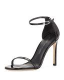 Nudistsong Patent Ankle-Strap Sandal, Black