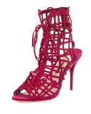 Delphine Suede Lace-Up Bootie, Winter Cherry