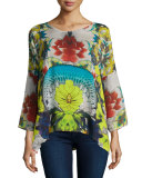 Barra Floral-Print Flutter Blouse 