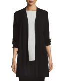 Washable Wool Ribbed Long Cardigan