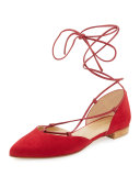 Gilligan Lace-Up d'Orsay Flat, Pomodoro 
