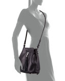 Cynnie Lamb Tassel Mini Bucket Bag, Black