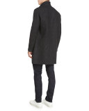 Wool-Blend Knit Crombie Coat
