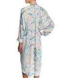 Aloe Printed Button-Down Shirtdress Coverup