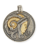 Aries Carved Zodiac Pendant with Diamond
