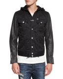 J-Fighters Mixed Media Hooded Jacket, Black