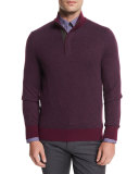 Birdseye Cashmere-Blend Quarter-Zip Sweater, Purple