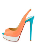 Lady Peep-Toe Slingback Red Sole Pump, Flamingo