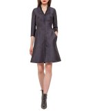 Eve Metallic Chenille Coat Dress, Black