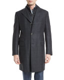 ID Classic Plaid Card Coat, Charcoal