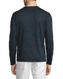 Eyelet Burnout Henley T-Shirt, Blue Heather