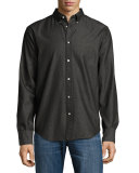 Yokohama Slim-Fit Flannel Shirt, Black