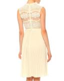 Sleeveless Lace Plisse Dress, Ivory