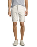 Cotton Straight-Leg Shorts, Gray