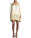 Roe Metallic Jacquard Shift Dress, Gold/Silver