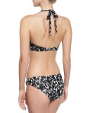 Santorini Brushstroke-Print Halter Swim Top