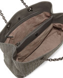 Intrecciato Double Chain Tote Bag, Gray