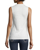 1776 Distressed Slim Muscle Tee, White