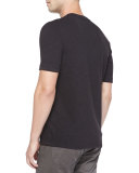 Short-Sleeve Slub Henley, Black