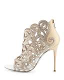 Scroll Laser-Cut Crystal 105mm Bootie, White