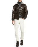 Straight-Leg Denim Jeans, Milk