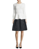 Mansii Bow-Detail Check Skirt, Black