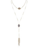 Howlite & Sunstone Long Double-Row Necklace, White