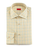 Check Woven Dress Shirt, Yellow/Green