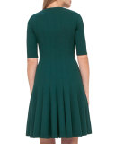 Double-Faced Leather-Inset Sheath Dress