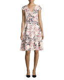 cap-sleeve floral-print wrap dress, antilles bubbles