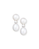 Platinum South Sea Pearl & Single Diamond Drop Earrings