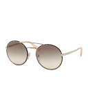 Round Brow-Bar Sunglasses