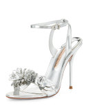 Lilico Floral Leather 105mm Sandal, Silver