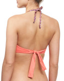 Starfish Hue Twist-Front Reversible Swim Top, Orange