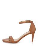 Nunaked Mid-Heel Ankle-Strap Sandal, Miel
