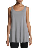Long Silk Jersey Tunic, Pewter