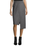 Kiki Pocket-Front Felt Midi Skirt, Gray
