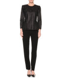 Slim-Leg Curved-Pocket Pants, Black