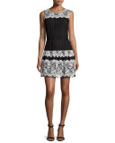 Floral-Lace Fit-&-Flare Dress, Black Multi