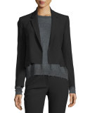 Cropped Shrunken Crepe Jacket, Black