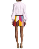 Bishop-Sleeve Cotton Blouse