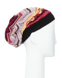 Knit Zigzag Beanie, Pink/Purple
