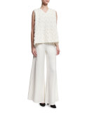 Sleeveless Tassel V-Neck Blouse, Ivory