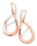 18K Rose Gold Smooth Open Teardrop Earrings, 32mm
