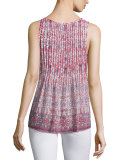 Axton Pleated-Front Printed Silk Top